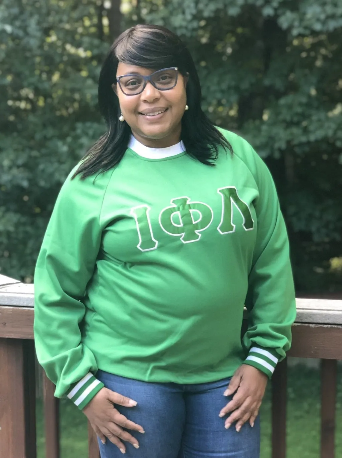 Iota Phi Lambda Striped Cuff Sweatshirt