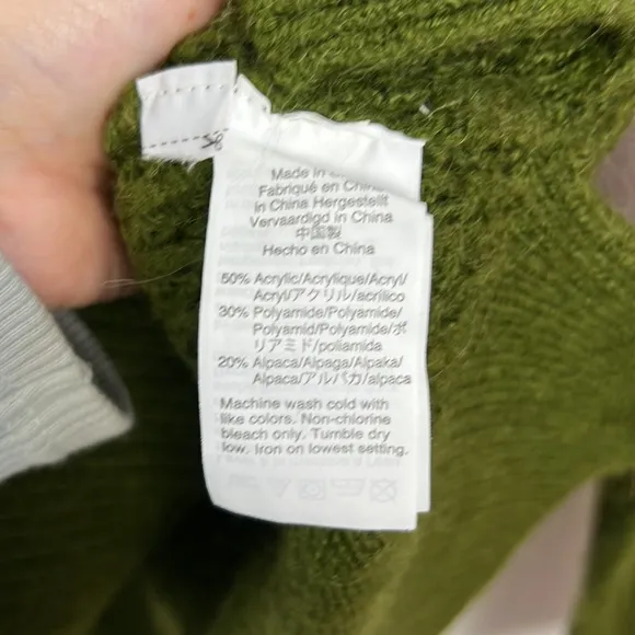 J Crew Mock Neck Cable Knit Sweater Emerald Forrest Green Alpaca JCrew Classic