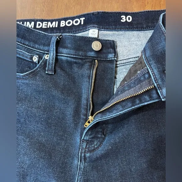 J. Crew Slim Demi Boot Brushed Back Jean Rinse wash. Size 30