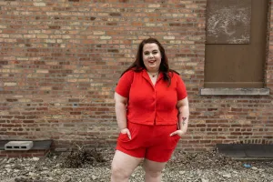 jocelyn button up in cherry red