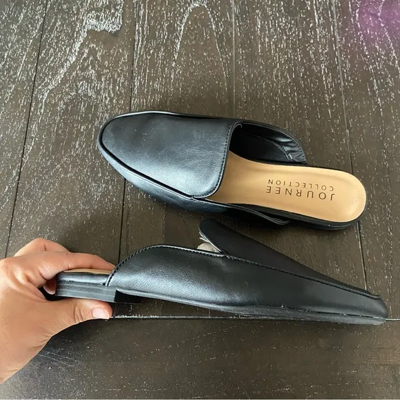 Journey Collection Vegan Leather Slip On Classic‎ Mules Black NWOT Size 7