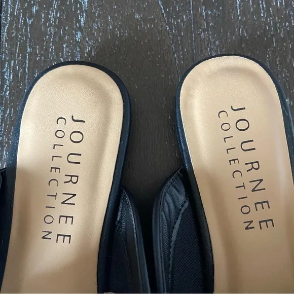 Journey Collection Vegan Leather Slip On Classic‎ Mules Black NWOT Size 7