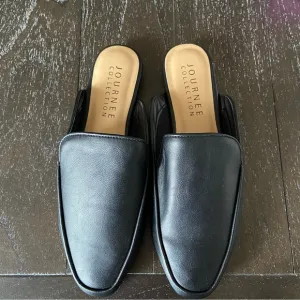 Journey Collection Vegan Leather Slip On Classic‎ Mules Black NWOT Size 7