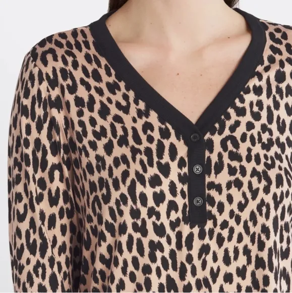 Kate Spade Janice Sleep Lounge Pajama PJs Animal Print Cheetah 3X Cozy Gift New