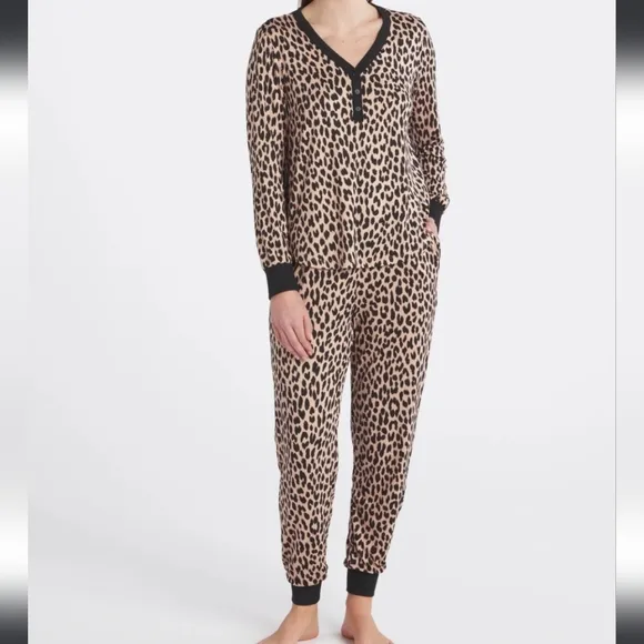 Kate Spade Janice Sleep Lounge Pajama PJs Animal Print Cheetah 3X Cozy Gift New