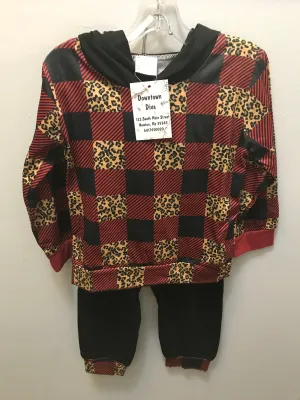 Kids Animal Plaid Print Jogger Set w/Hoodie
