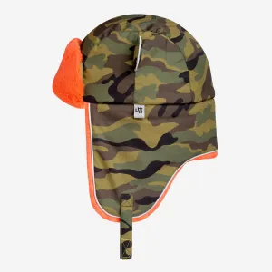 Kids Arctic Cub Trapper Hat: Camo Orange