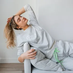 Ladies' Grey Mix With Green Cord Lounge Jogger