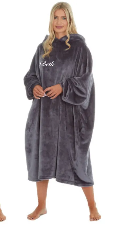 Ladies personalised plush longline oversized hoody