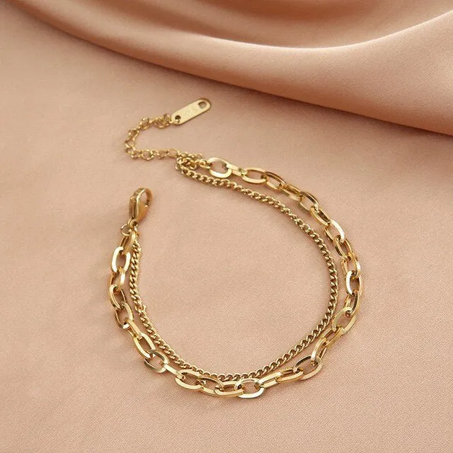 Layered Thick Chain Bracelet