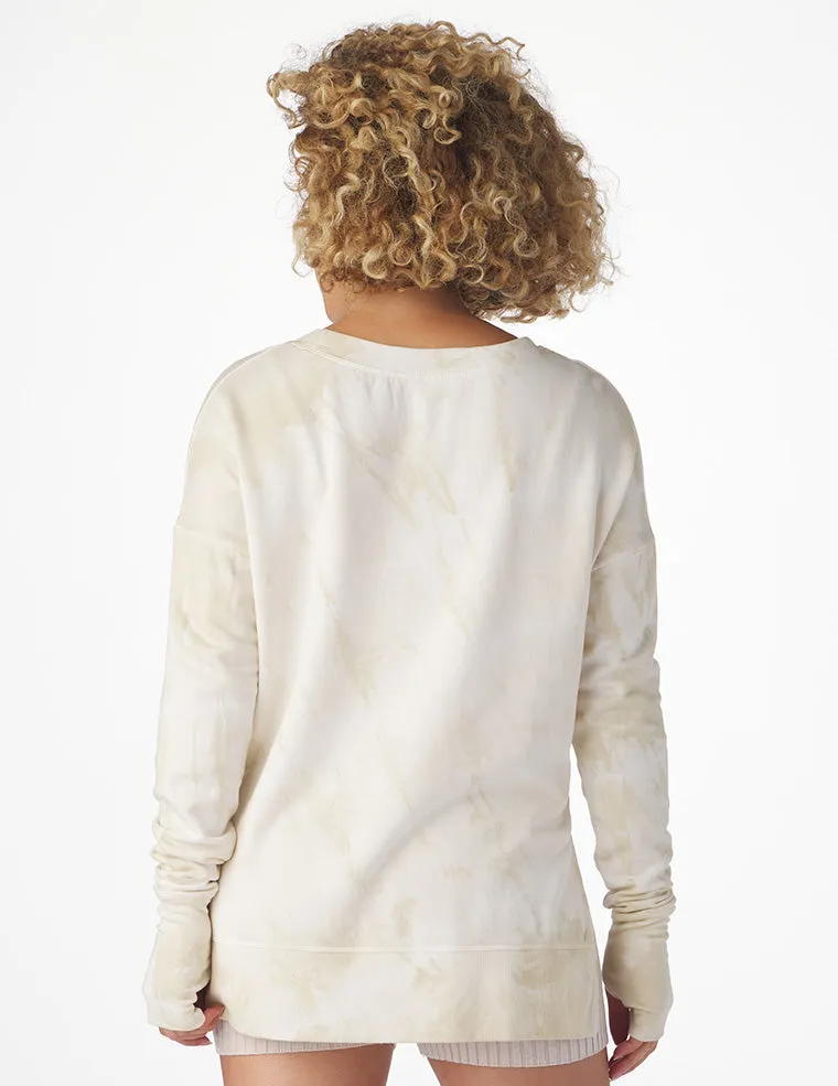 Lounge Long Sleeve: Oatmilk Tie-Dye Stripe