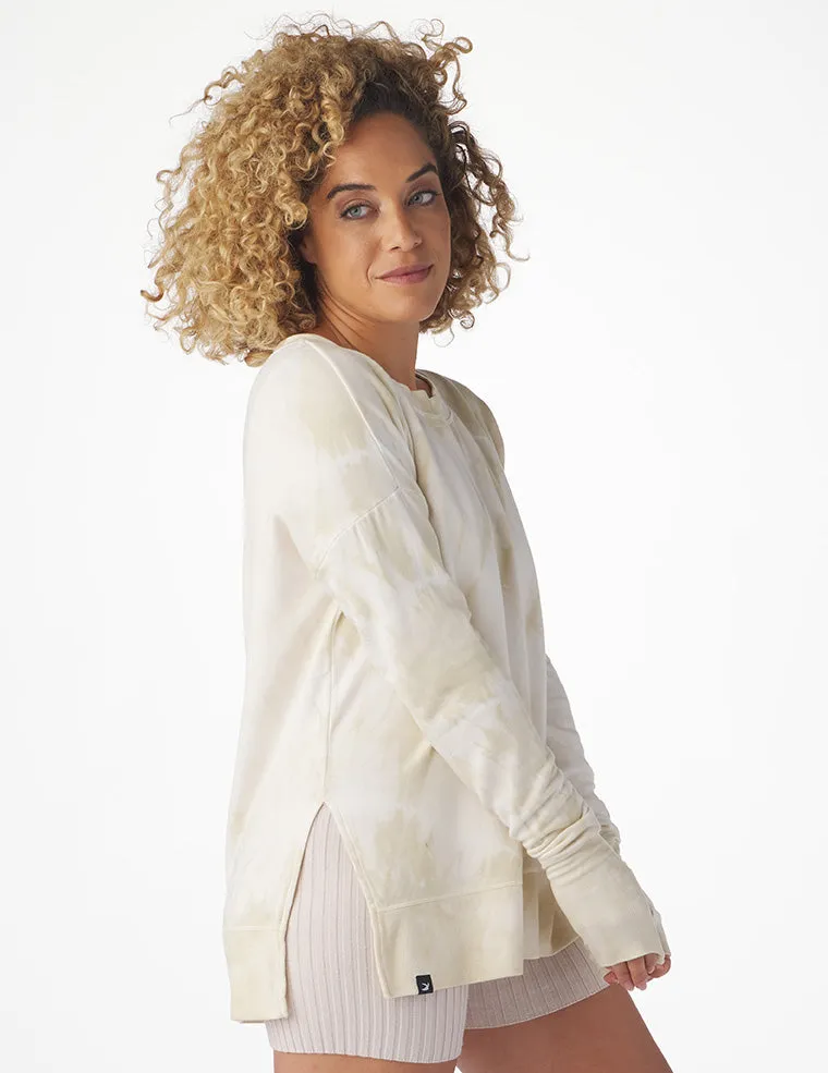 Lounge Long Sleeve: Oatmilk Tie-Dye Stripe