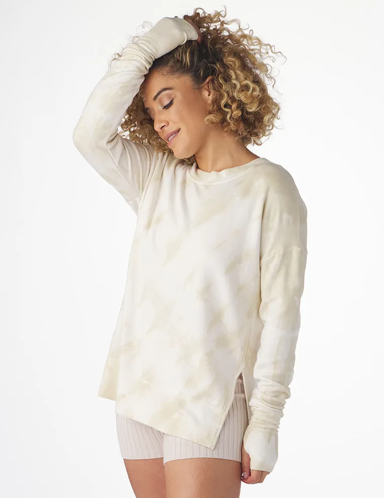 Lounge Long Sleeve: Oatmilk Tie-Dye Stripe