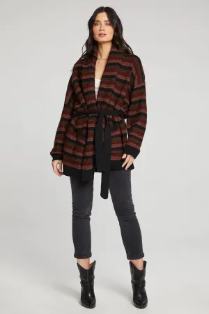 LYSSIE BELTED CARDIGAN - DARK COMBO