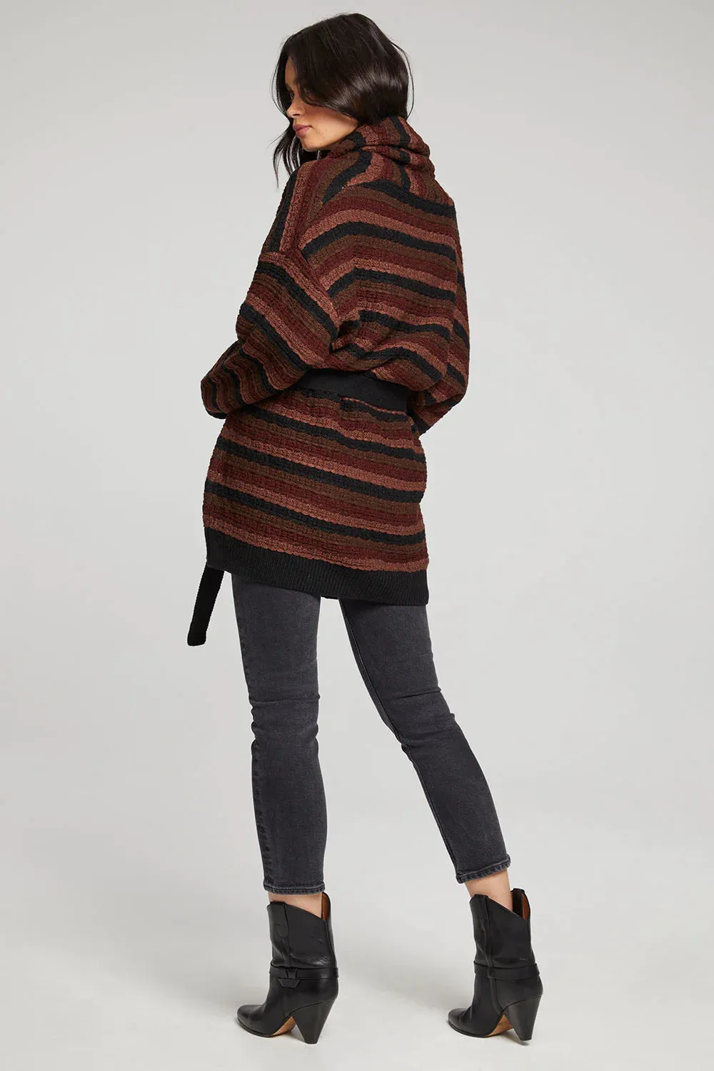 LYSSIE BELTED CARDIGAN - DARK COMBO