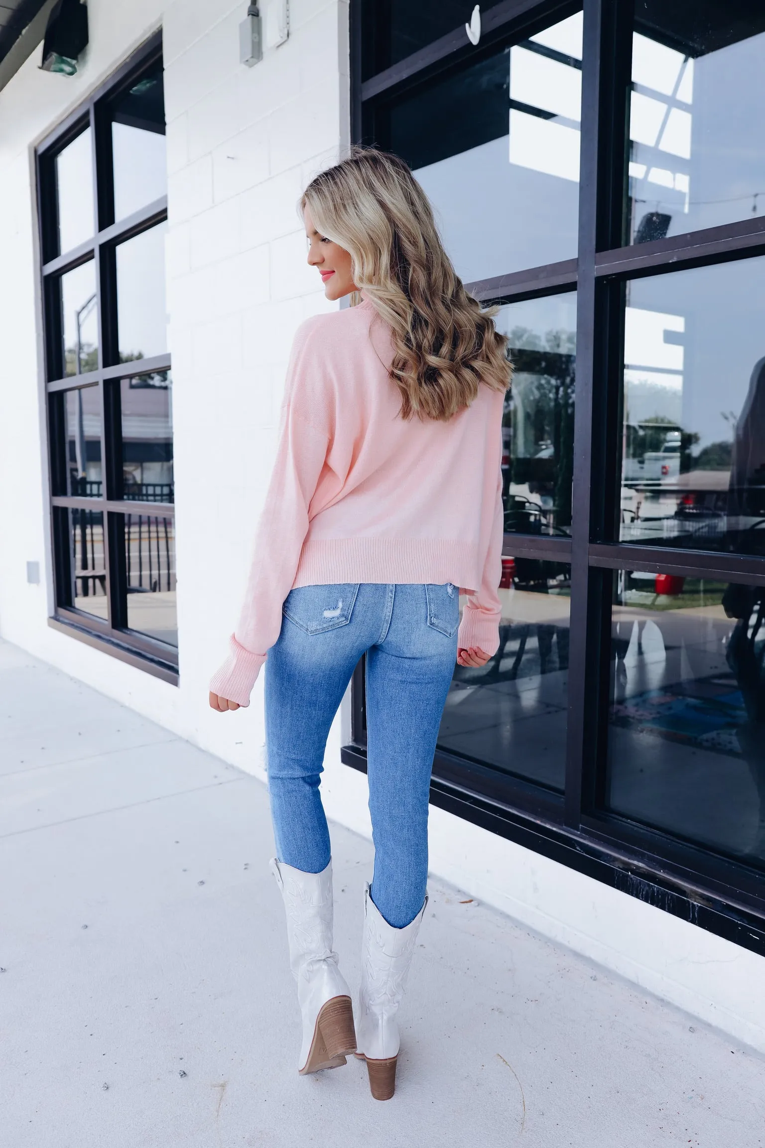 Mari Mock Neck Sweater - Blush