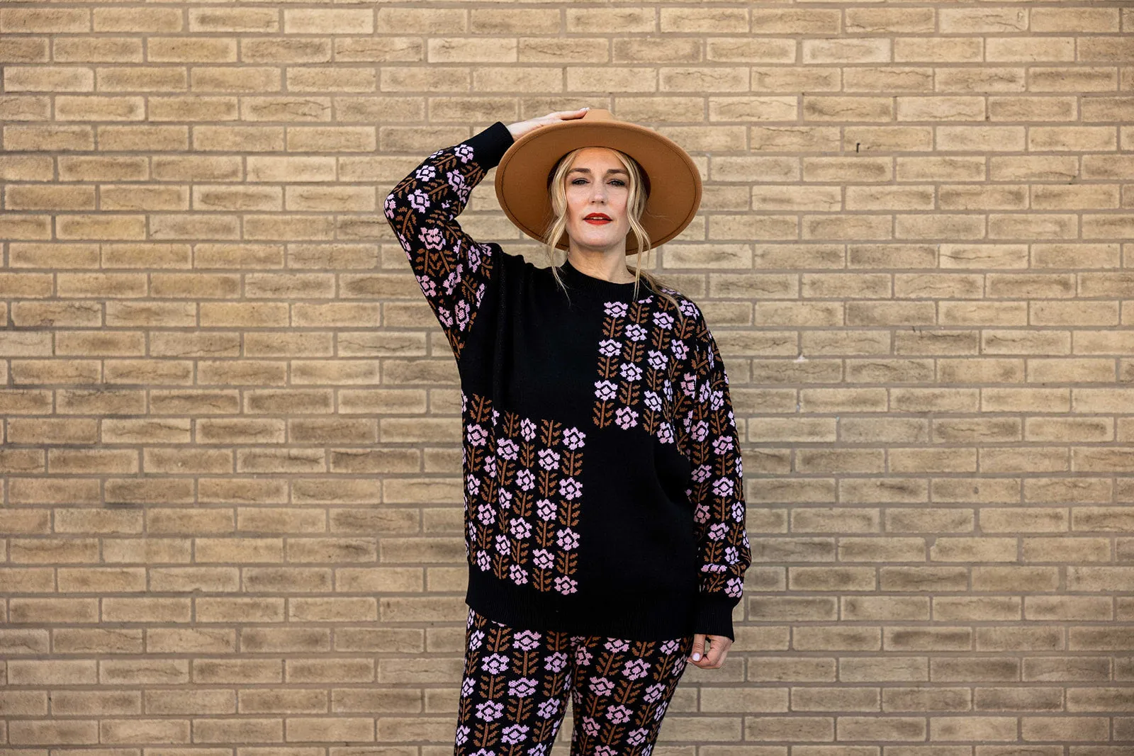 marley floral print knit long sleeve top