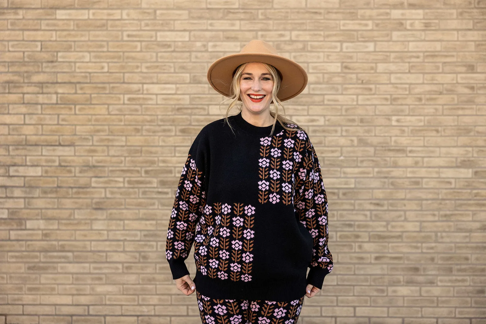 marley floral print knit long sleeve top