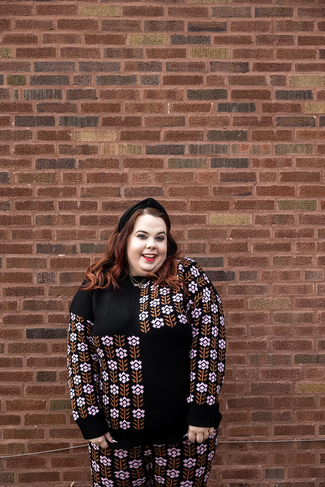 marley floral print knit long sleeve top