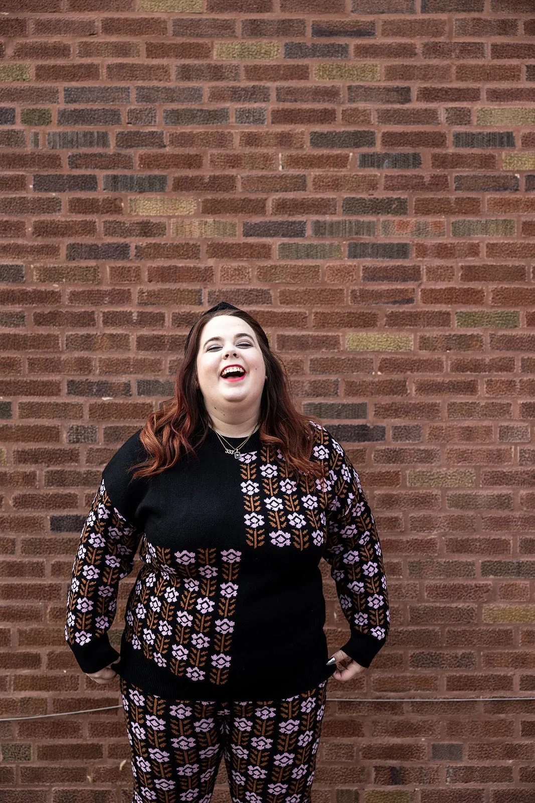 marley floral print knit long sleeve top