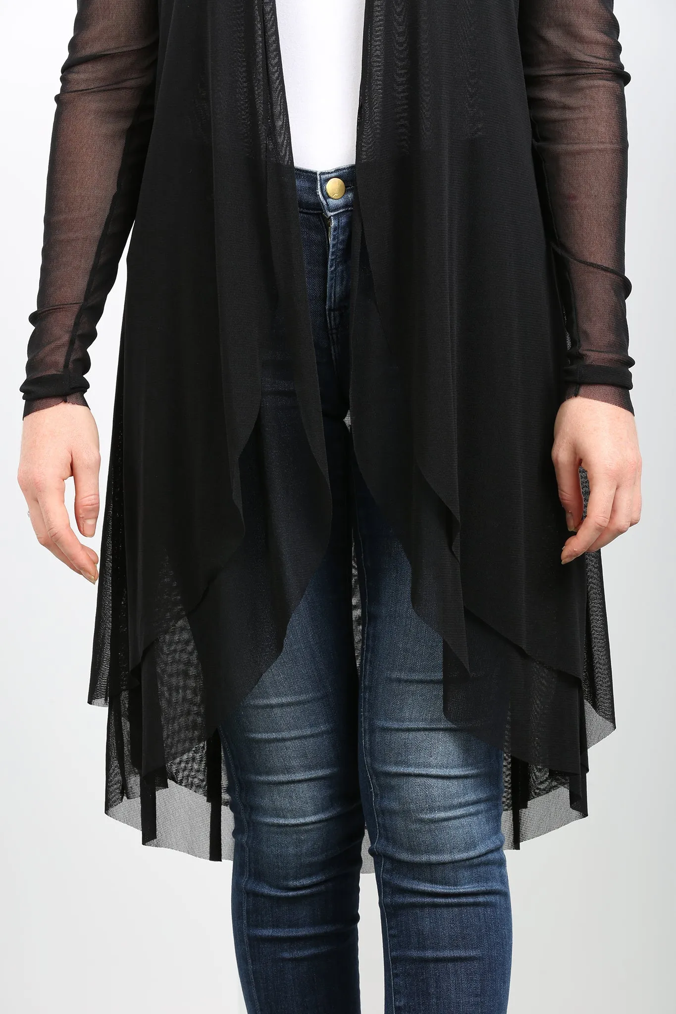 MAXIMA Sheer Mid Length Duster Black