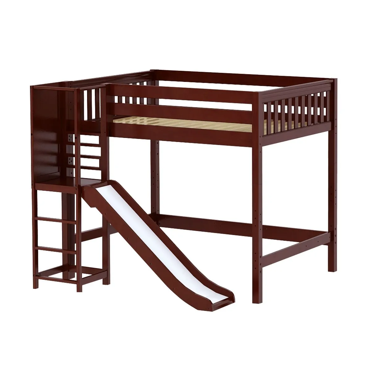 Maxtrix Full High Loft Bed with Slide Platform