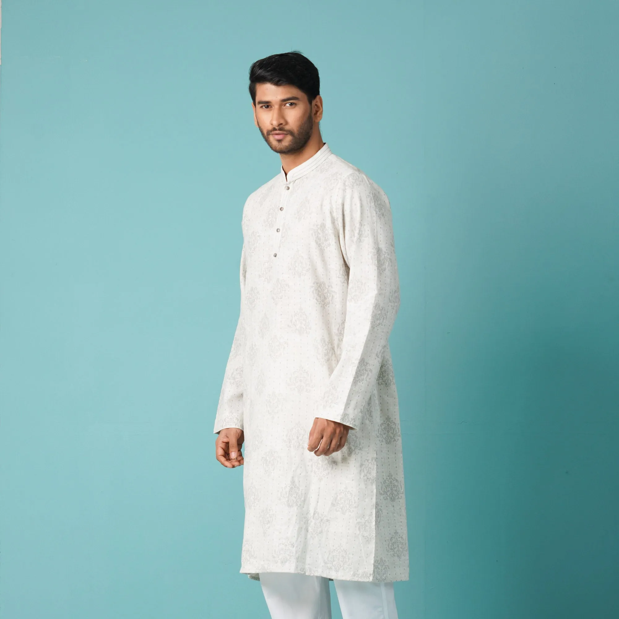 Mens Basic Panjabi-Ash