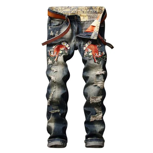 Men's Fashion Embroidery Jeans
