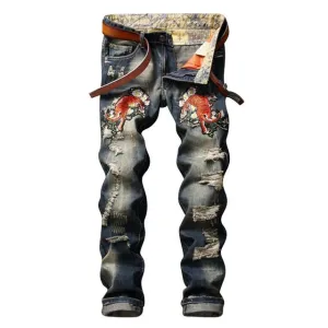 Men's Fashion Embroidery Jeans