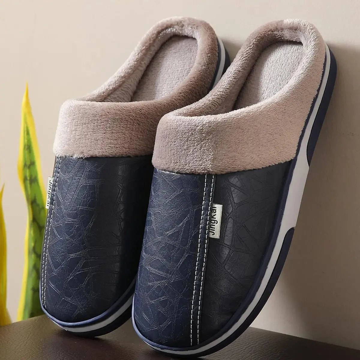 Men's PU Leather Regular Use House Slippers