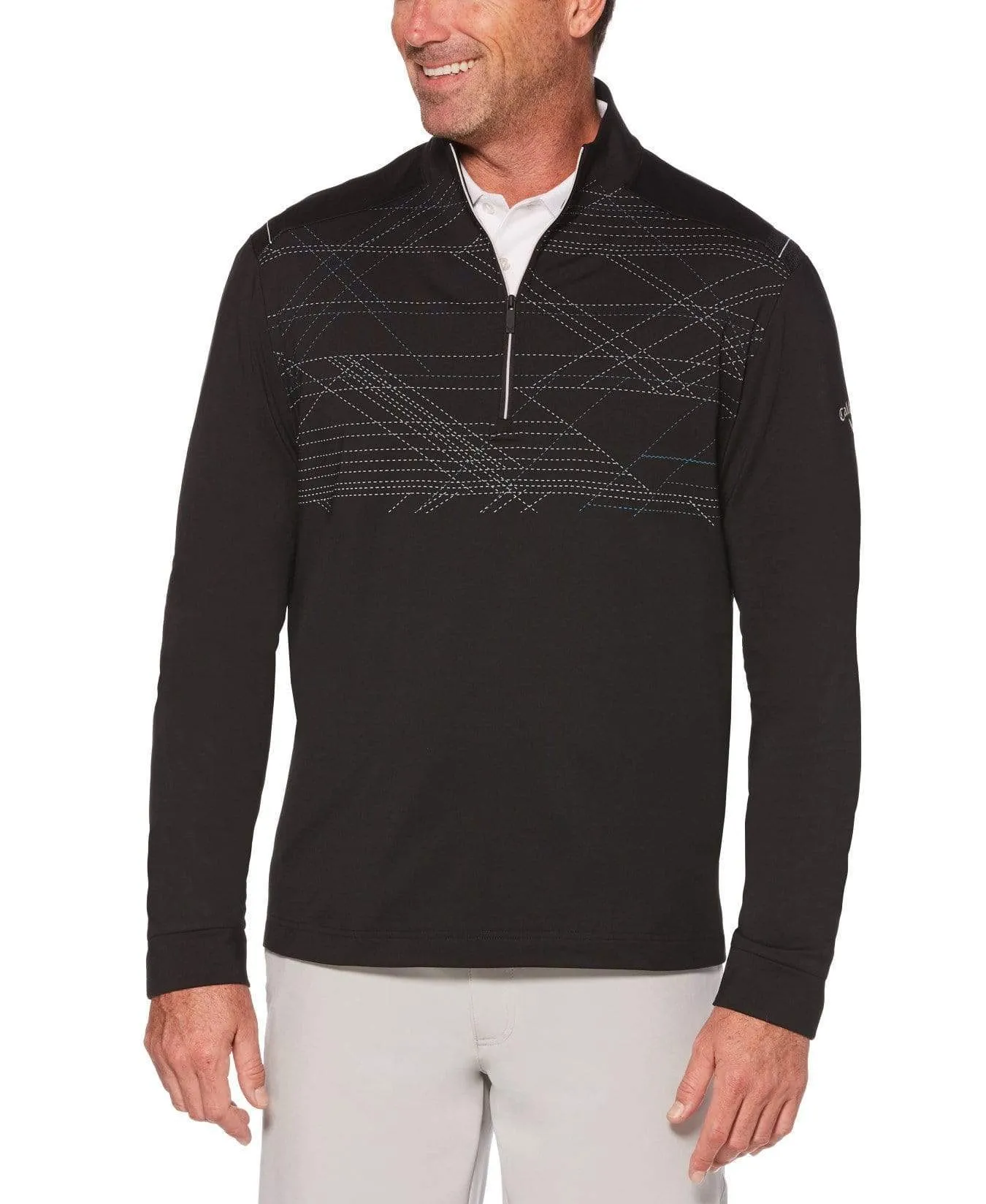 Mens Stitch Print 1/4 Zip Pullover