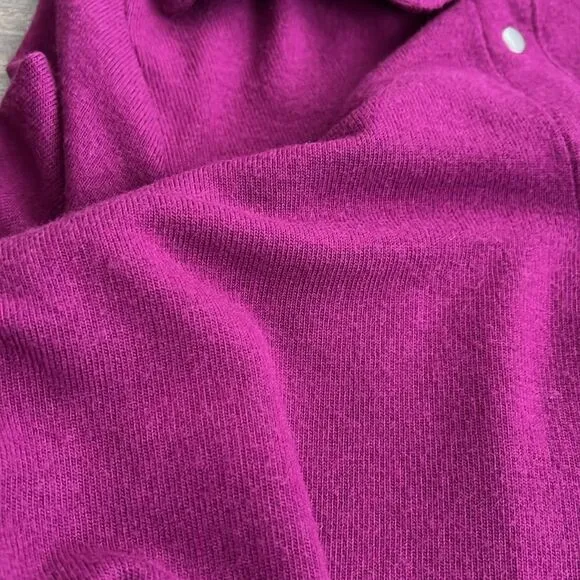 MICHAEL STARS Helen Snap Front Polo Top XS Madison Brushed Jersey Berry Purple