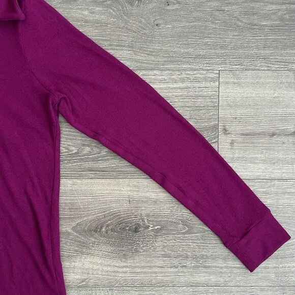 MICHAEL STARS Helen Snap Front Polo Top XS Madison Brushed Jersey Berry Purple