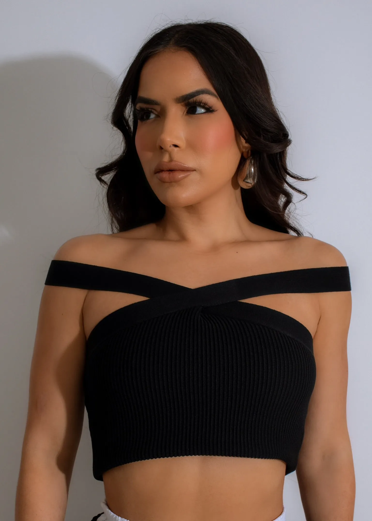 Miss Perfect Ribbed Crop Top Black