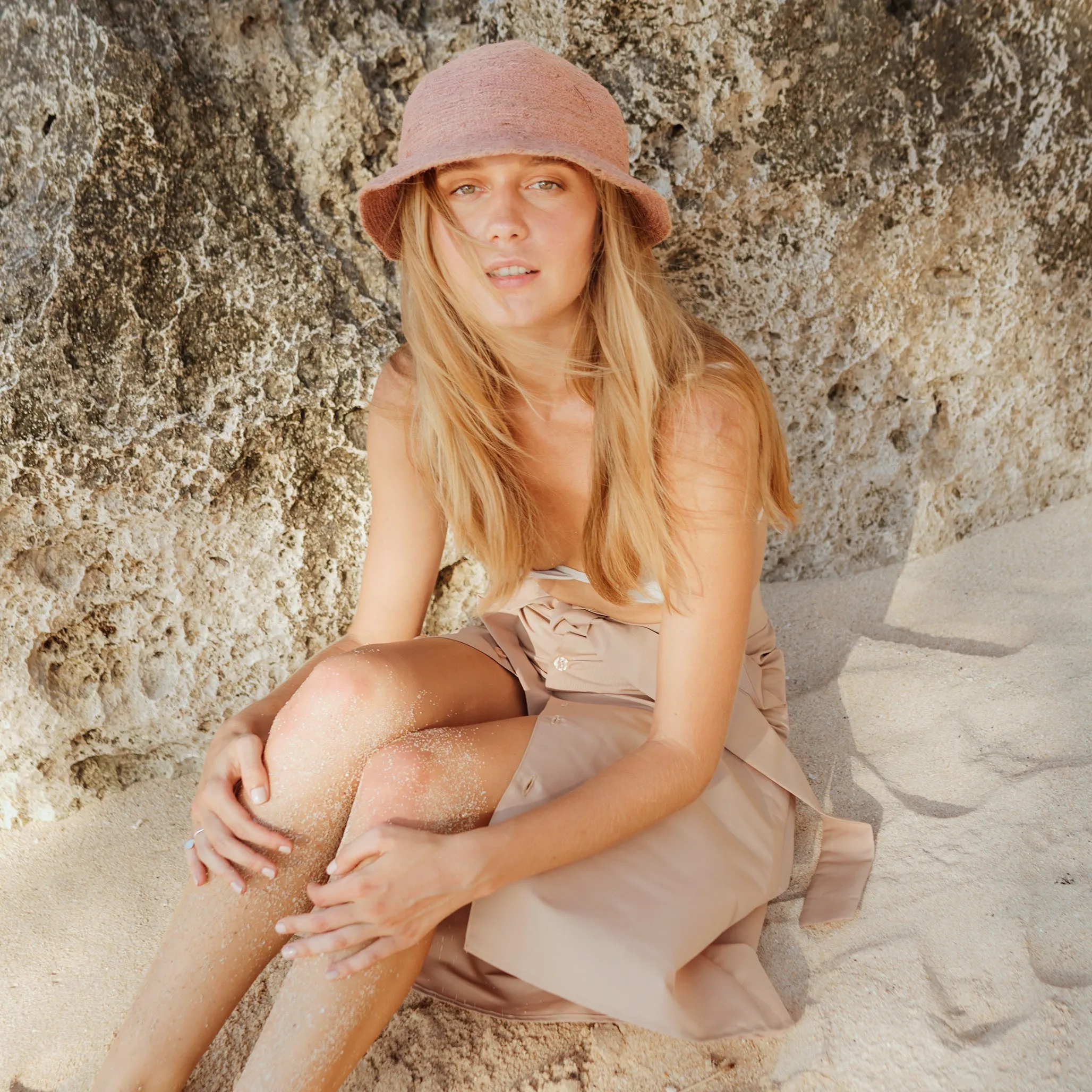 Nala Safari Jute Straw Hat, in Blush Rose