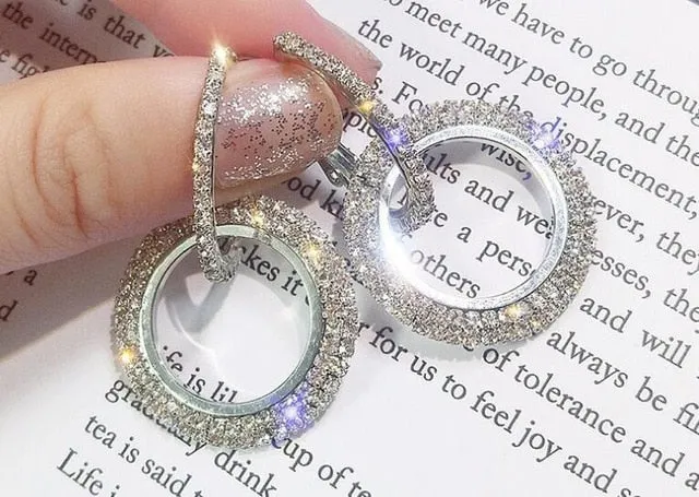 New Crystal Earrings Round Gold And Silver Earring