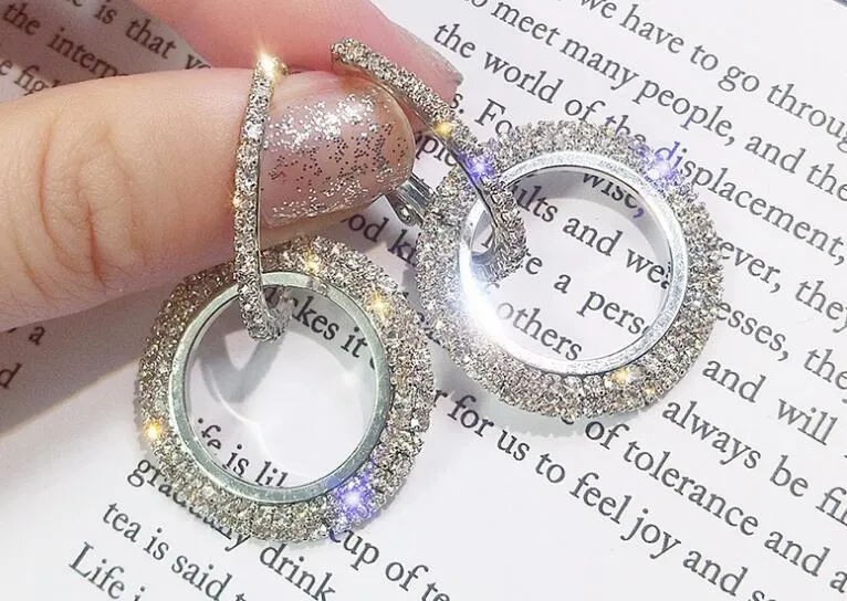 New Crystal Earrings Round Gold And Silver Earring