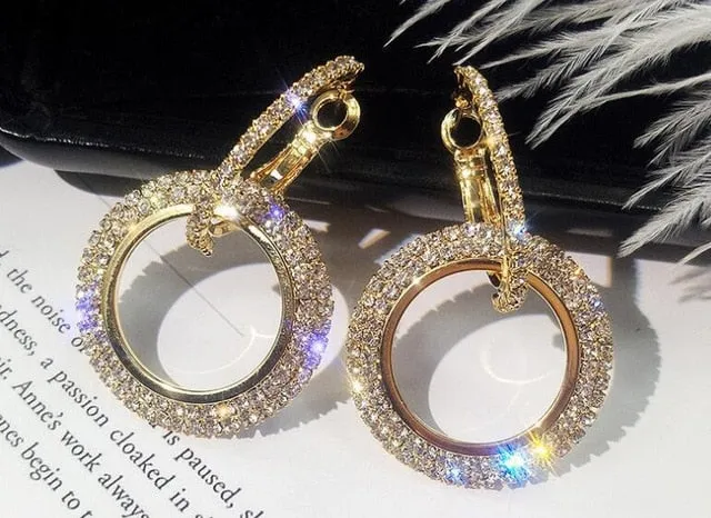 New Crystal Earrings Round Gold And Silver Earring