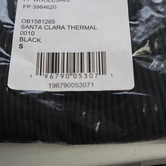 NEW Free People Santa Clara Thermal Long Sleeve top in Black Size S  NWT