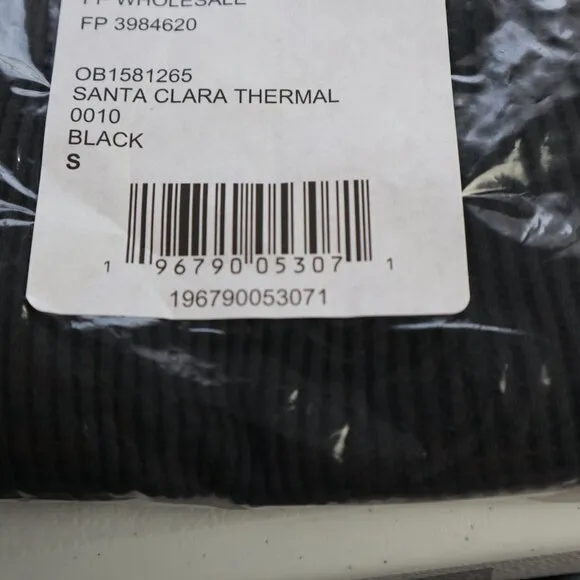 NEW Free People Santa Clara Thermal Long Sleeve top in Black Size S  NWT