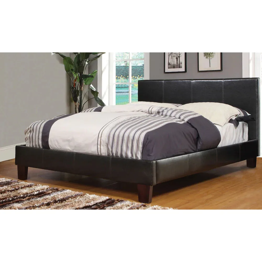 New in Box, Full/Double Platform Bed Upholstered in high quality Faux Leather Ultra Soft Chocolate Brown - No Boxspring required with slats provided - Retails for $620 w/tax