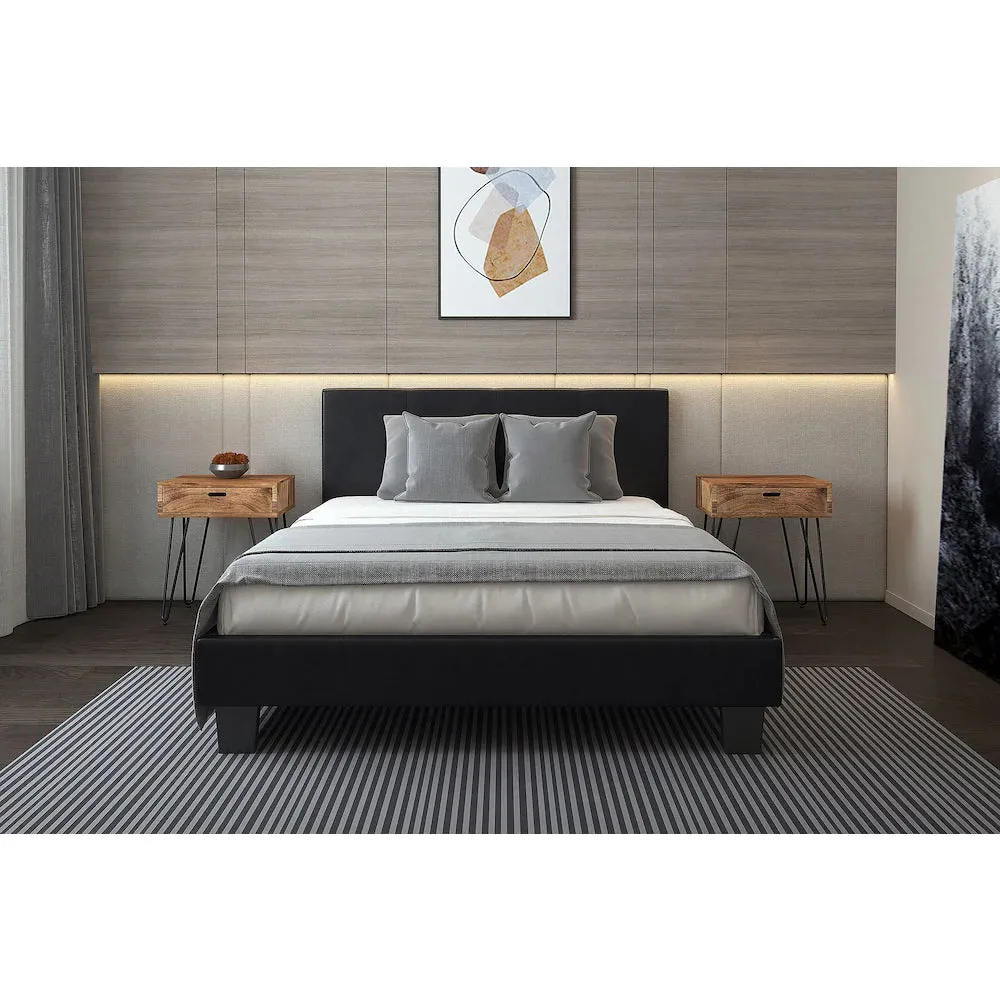 New in Box, Full/Double Platform Bed Upholstered in high quality Faux Leather Ultra Soft Chocolate Brown - No Boxspring required with slats provided - Retails for $620 w/tax