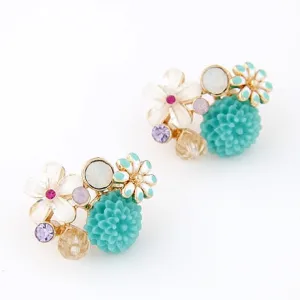 New Luxury Spring Stud Earring Fashion flower Rhinestone Crystal Earrings For Women