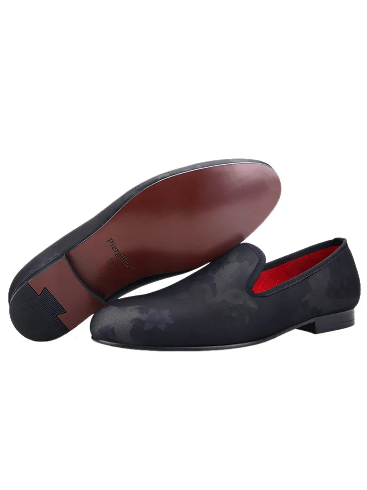 New men's elastic cloth printed handmade loafers trendy European and American fashion banquet slip-on shoes