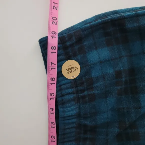 New Victorias Secret Polar Fleece Plaid Embroidered Button Up Jogger Pajama Set