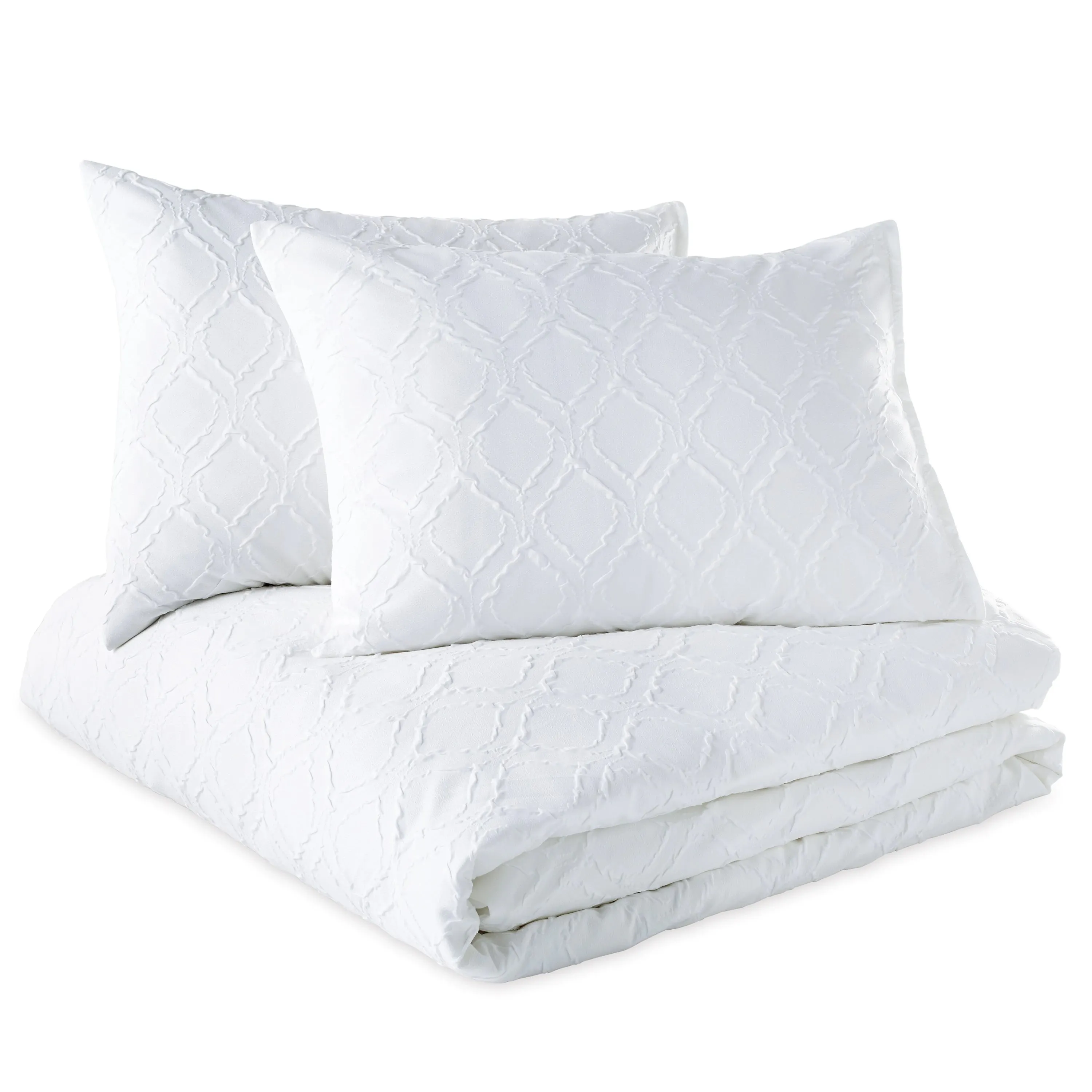 New Wayfair Ultra Plush & Comfy Microsculpt Solid Ogee 3-piece Comforter Set - White - King