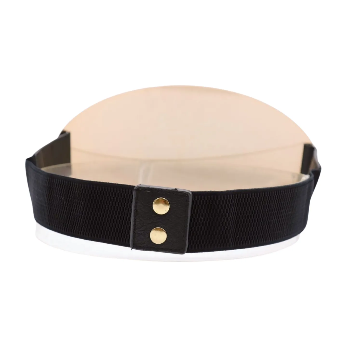 New Women Black Elastic Fashion Belt Hip Waist Gold Metal Big Oval Plate Lion Coin Adjustable Size S M