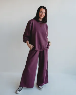 Noor Wide Leg Plum Trousers