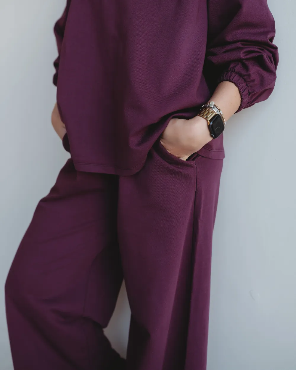Noor Wide Leg Plum Trousers