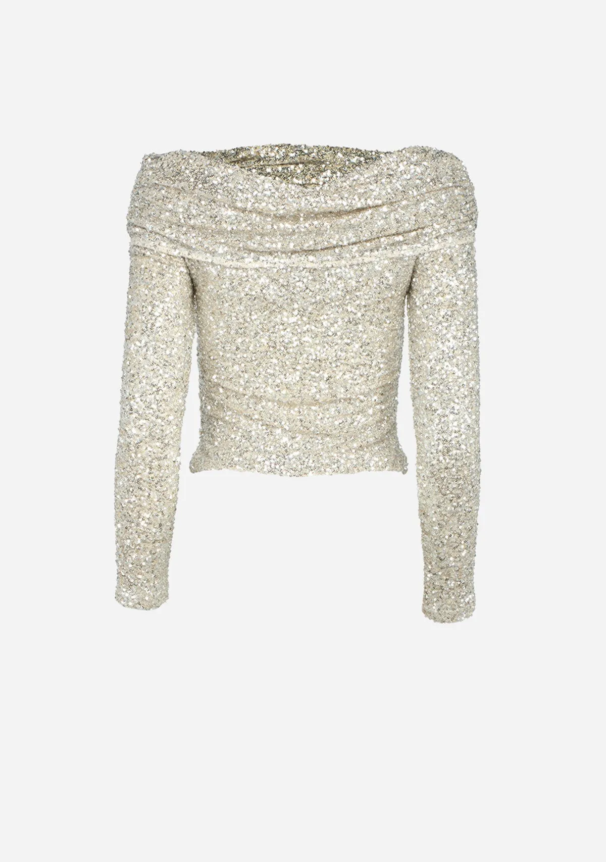 OFF THE SHOULDER LONG SLEEVE SEQUIN TOP